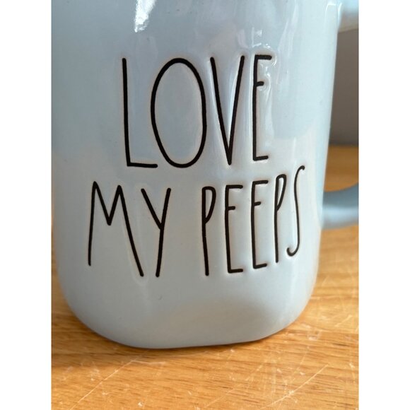 Rae Dunn Artisan Collection Love My Peeps Light Blue Ceramic Coffee Mug Easter - Picture 2 of 8